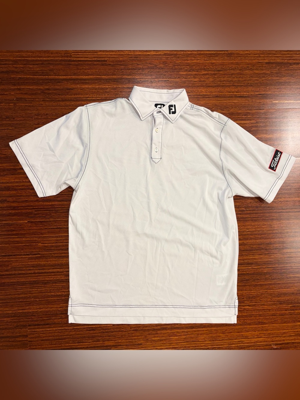 FootJoy Tour Golf Polo Shirt Large White Stretch Performance Titleist Logo Tour